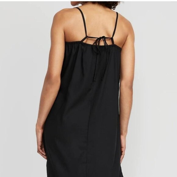 Tie Back Maxi Slip Dress Black Size XS - Picture 2 of 7
